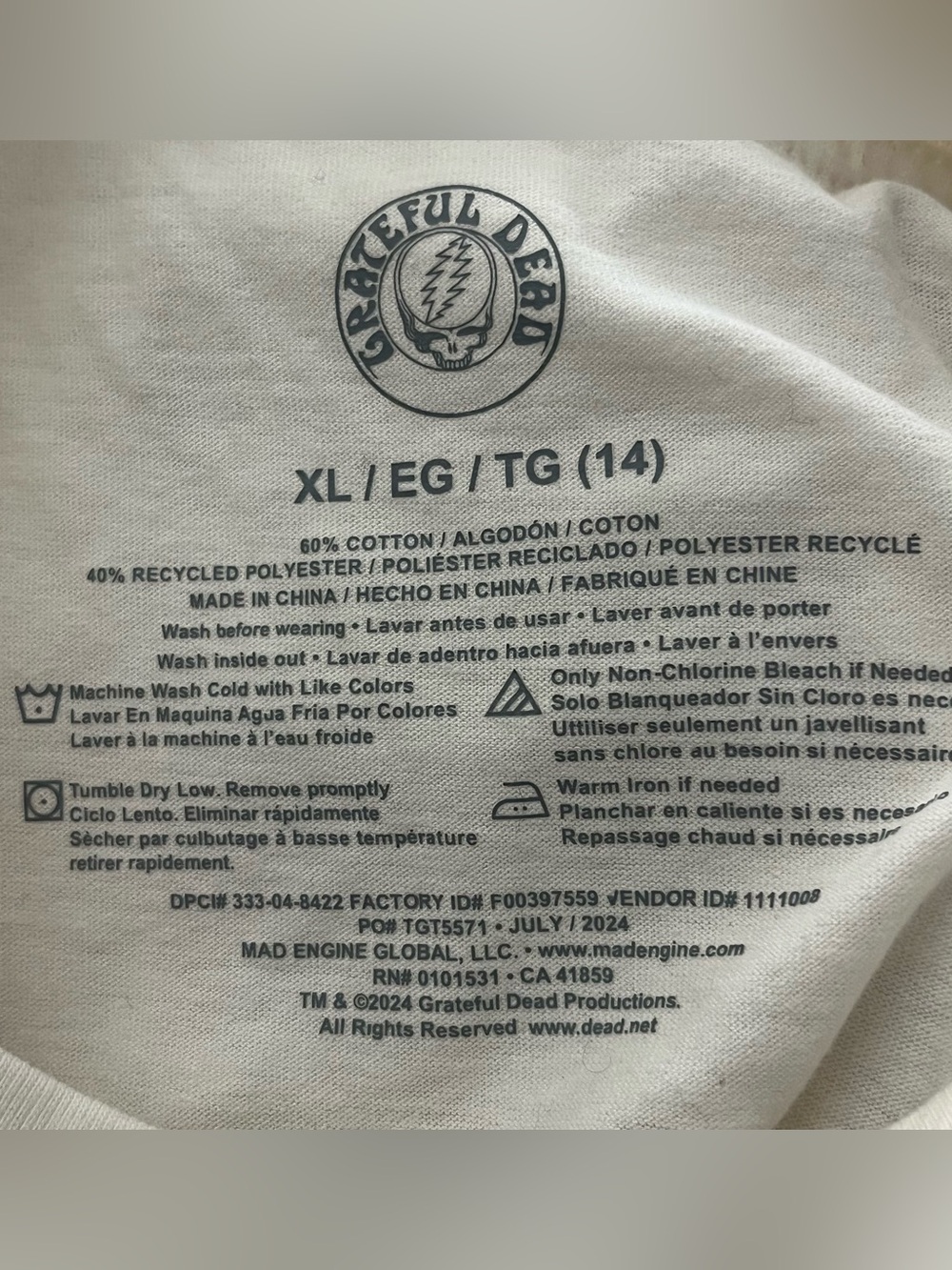Grateful Dead graphic t-shirt traditional  graphic youth XL 14  fit woman S/M - Picture 6 of 6